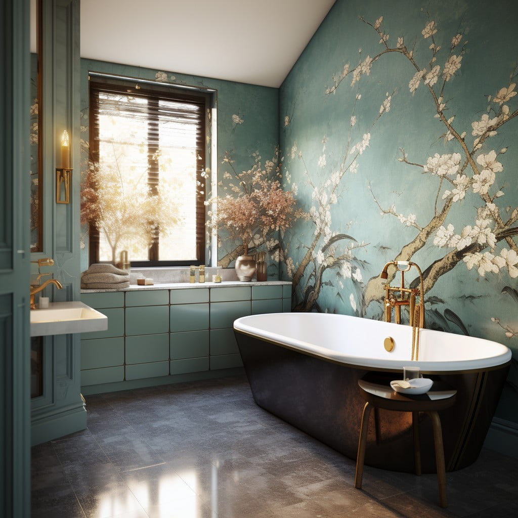 Eastern Inspired Bathroom Wallpaper Designs