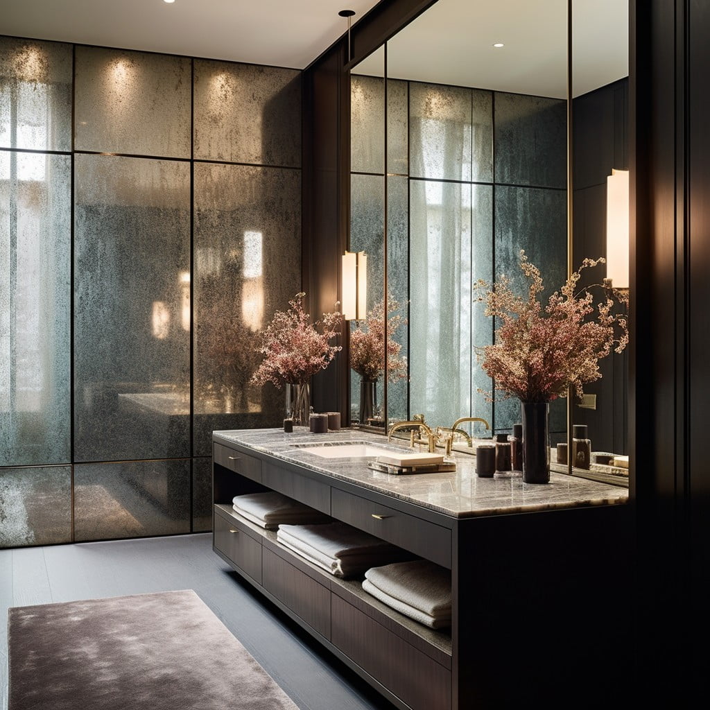 Floor-to-ceiling Mirrors Bathroom Accent Wall