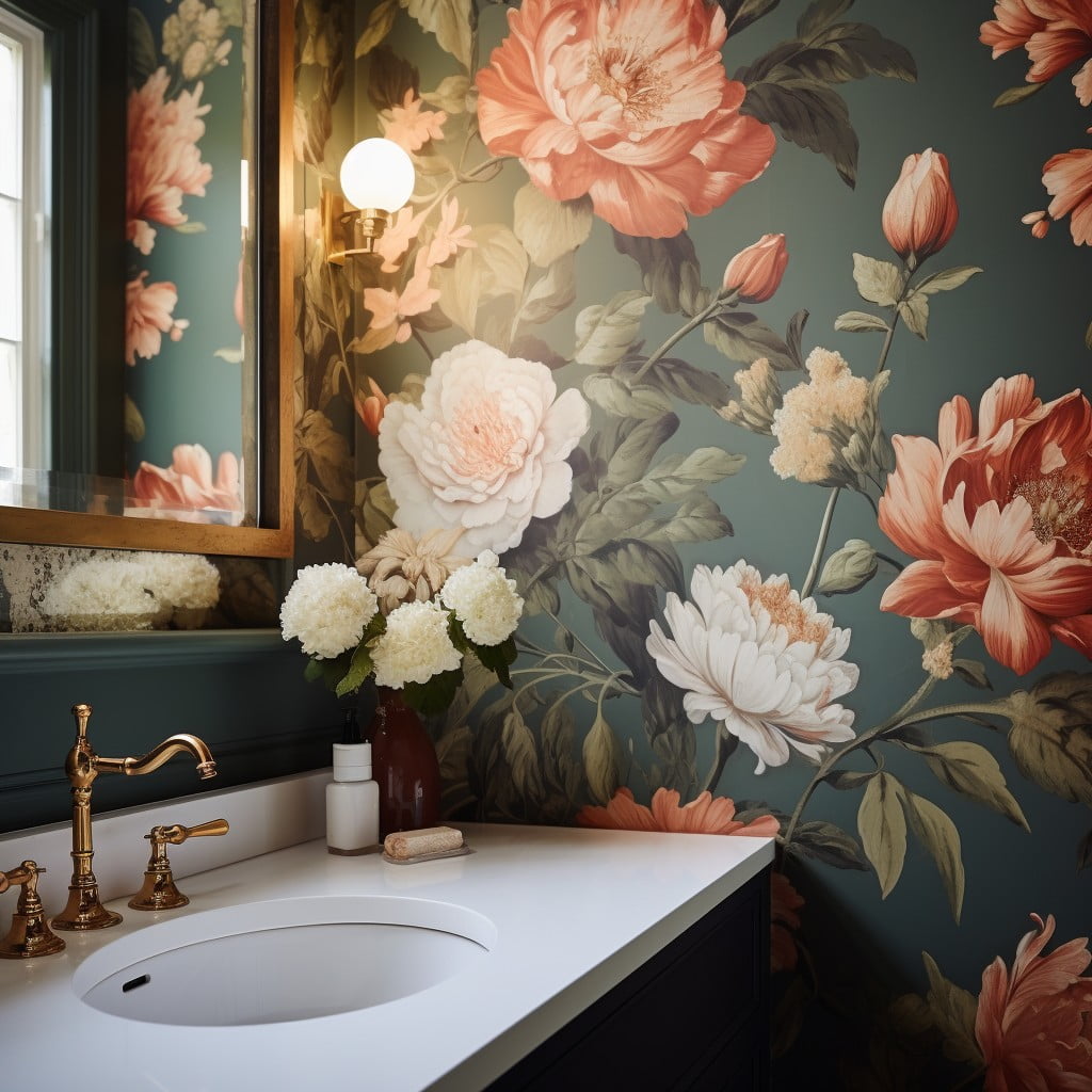 Floral Print Bathroom Wallpaper
