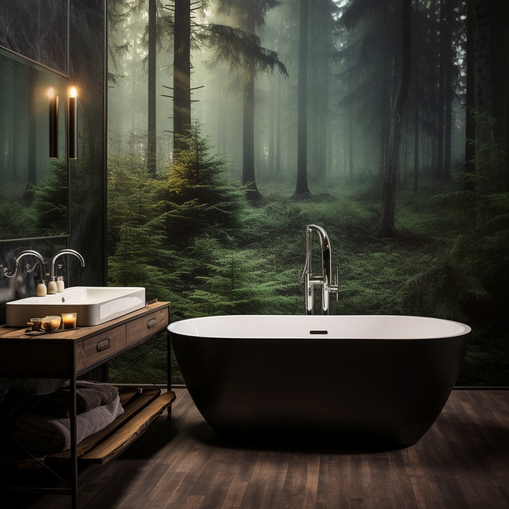 Forest Wallpaper Moody Bathroom