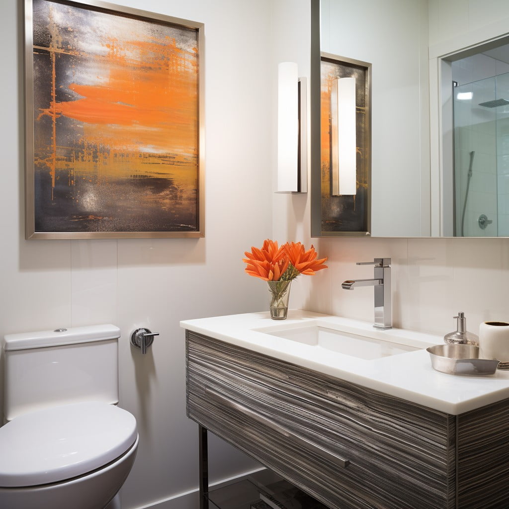 Frameless Mirror Modern Guest Bathroom