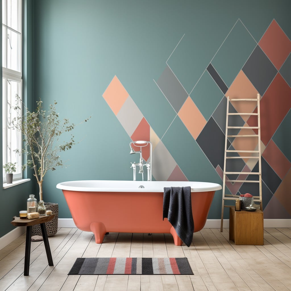 Geometric Patterned Bathroom Wallpaper