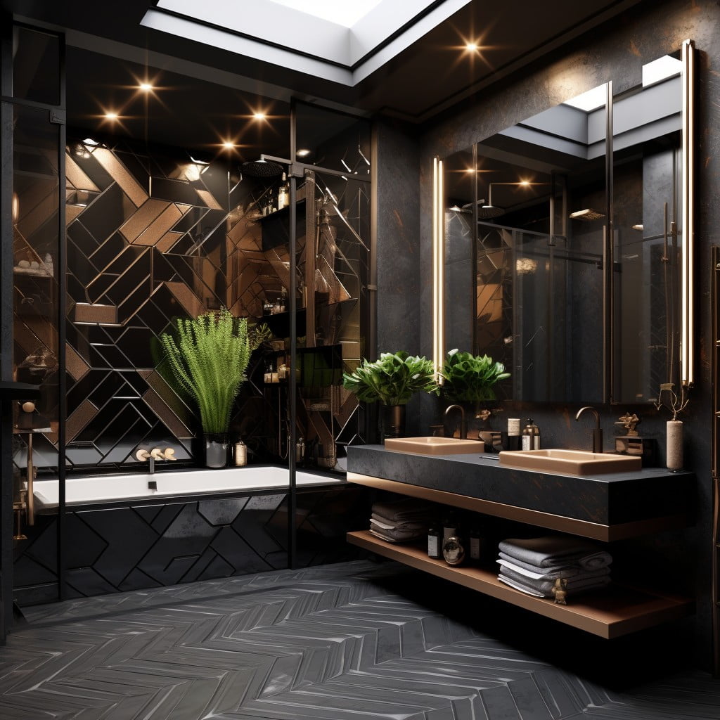 Geometric Patterns Masculine Bathroom