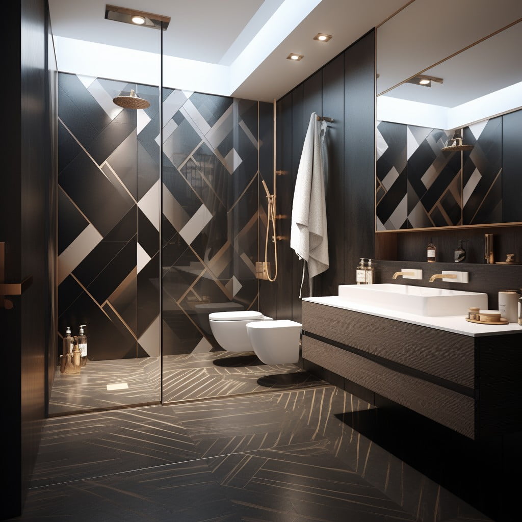 Geometric Tiles Modern Guest Bathroom