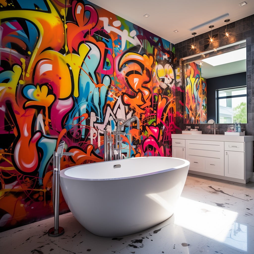 Graffiti Art Bathroom Accent Wall