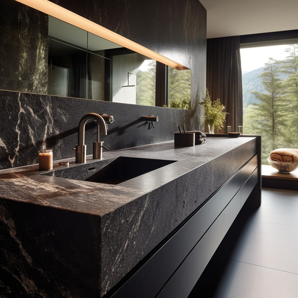Granite Countertops Black and Grey Bathroom
