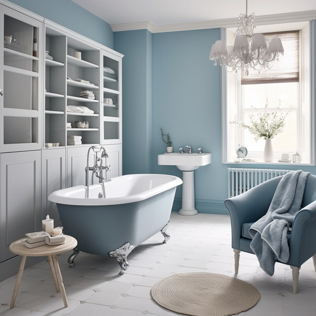 Gray Bathtub With Blue Accents