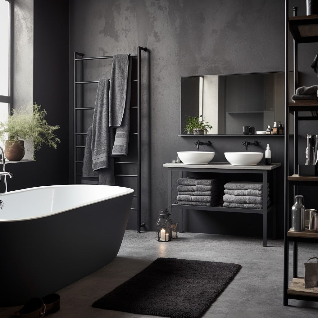 Grey Textiles Black and Grey Bathroom