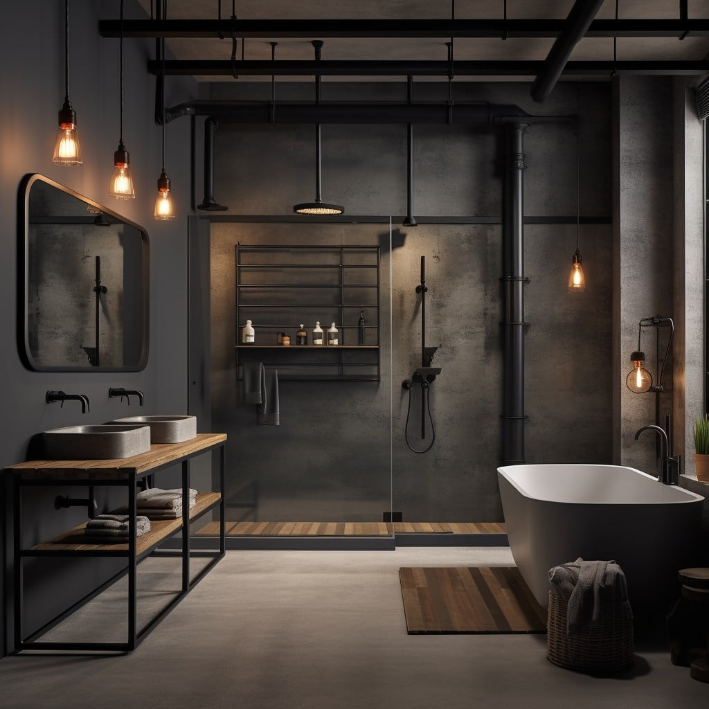 Industrial Lighting Masculine Bathroom