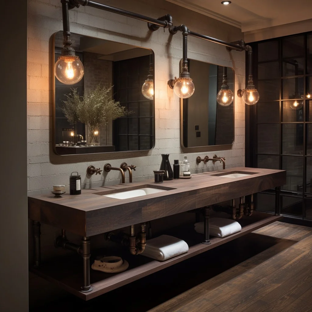 Industrial Style Fixtures Dual Bathroom Vanity