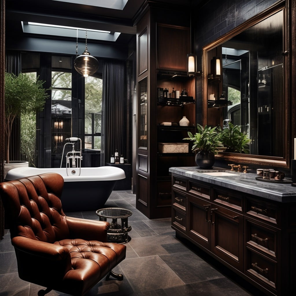 Leather Accents Masculine Bathroom
