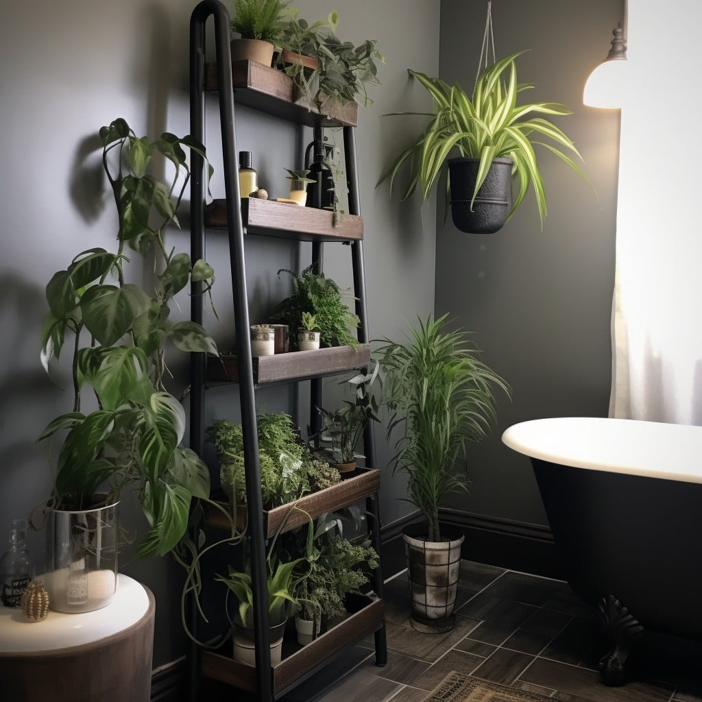 Live Plants Moody Bathroom