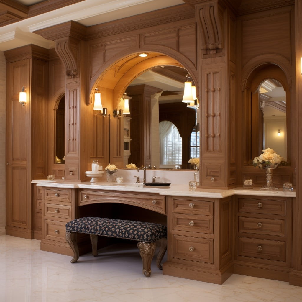 Luxurious Built-in Seating Dual Bathroom Vanity