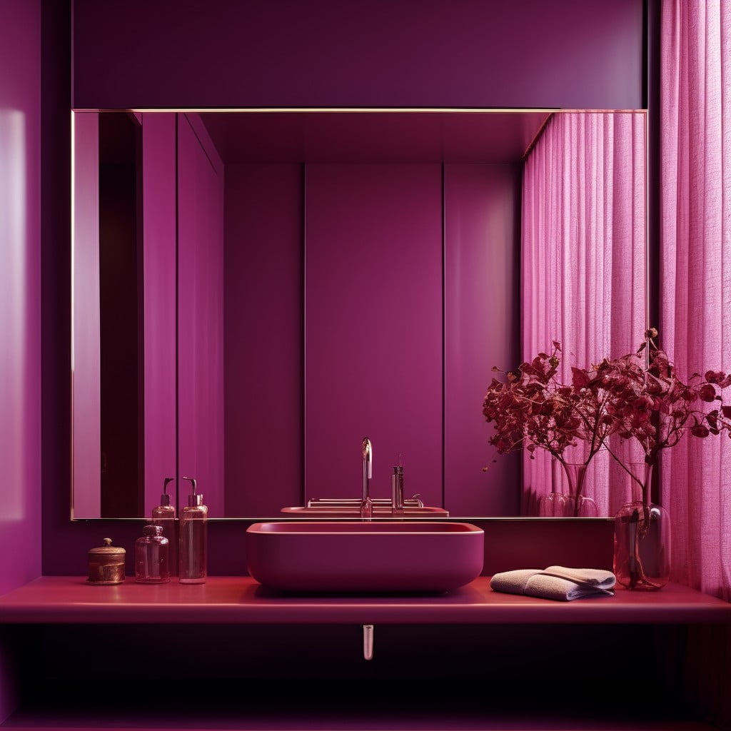 Magenta Mirror Frame Purple Bathroom