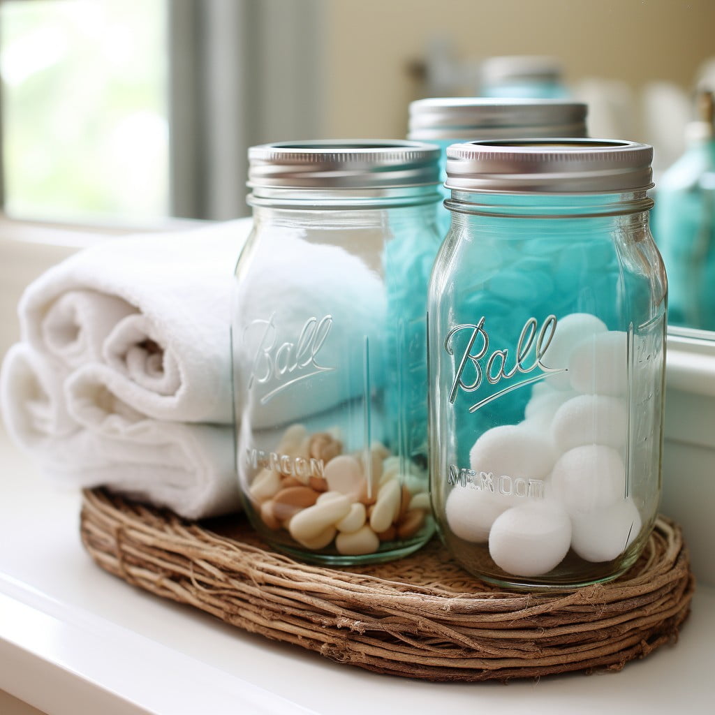 Mason Jars for Laundry Detergent Storage in Bathroom