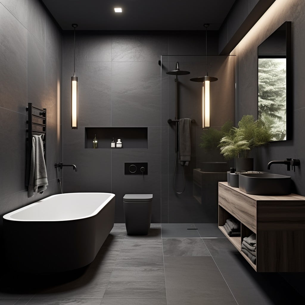 Matte Finishes Black and Grey Bathroom
