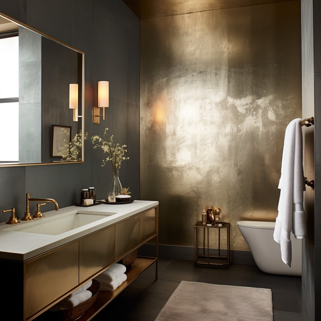 Metallic Wall Paint Bathroom Accent Wall