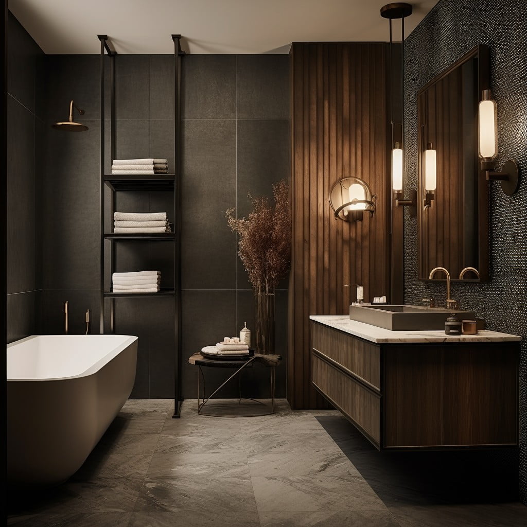 Mixed Materials Modern Guest Bathroom