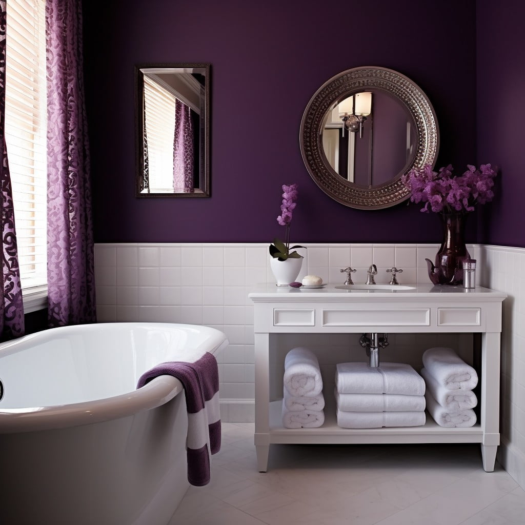 Mulberry Accent Wall Purple Bathroom