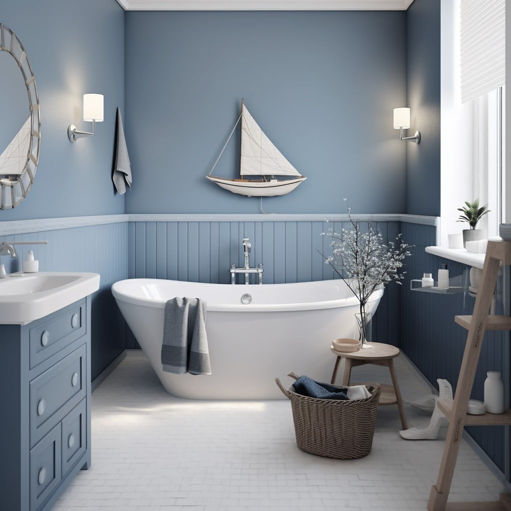 Nautical Theme With Blue-gray Colors Blue and Gray Bathroom