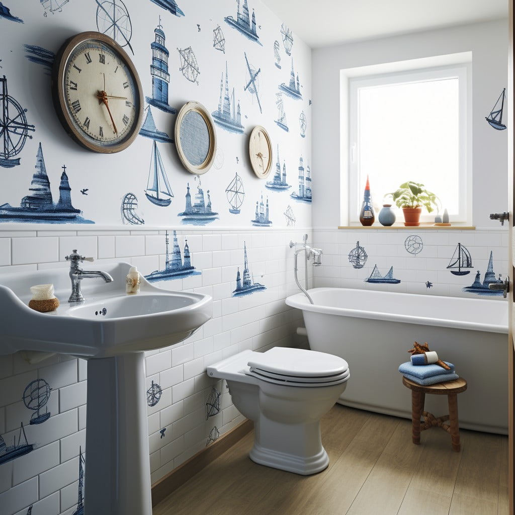 Nautical Themed Bathroom Wallpaper