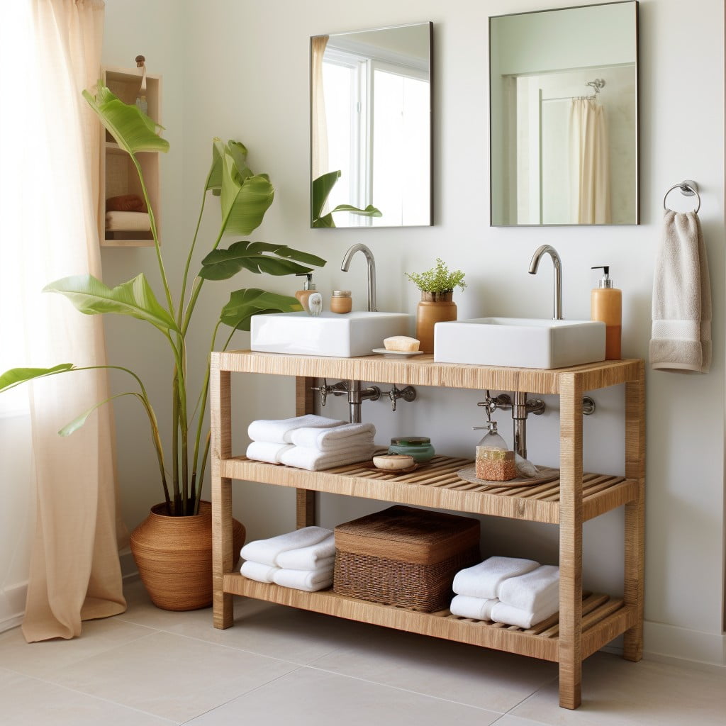 Open shelving Storage Dual Bathroom Vanity