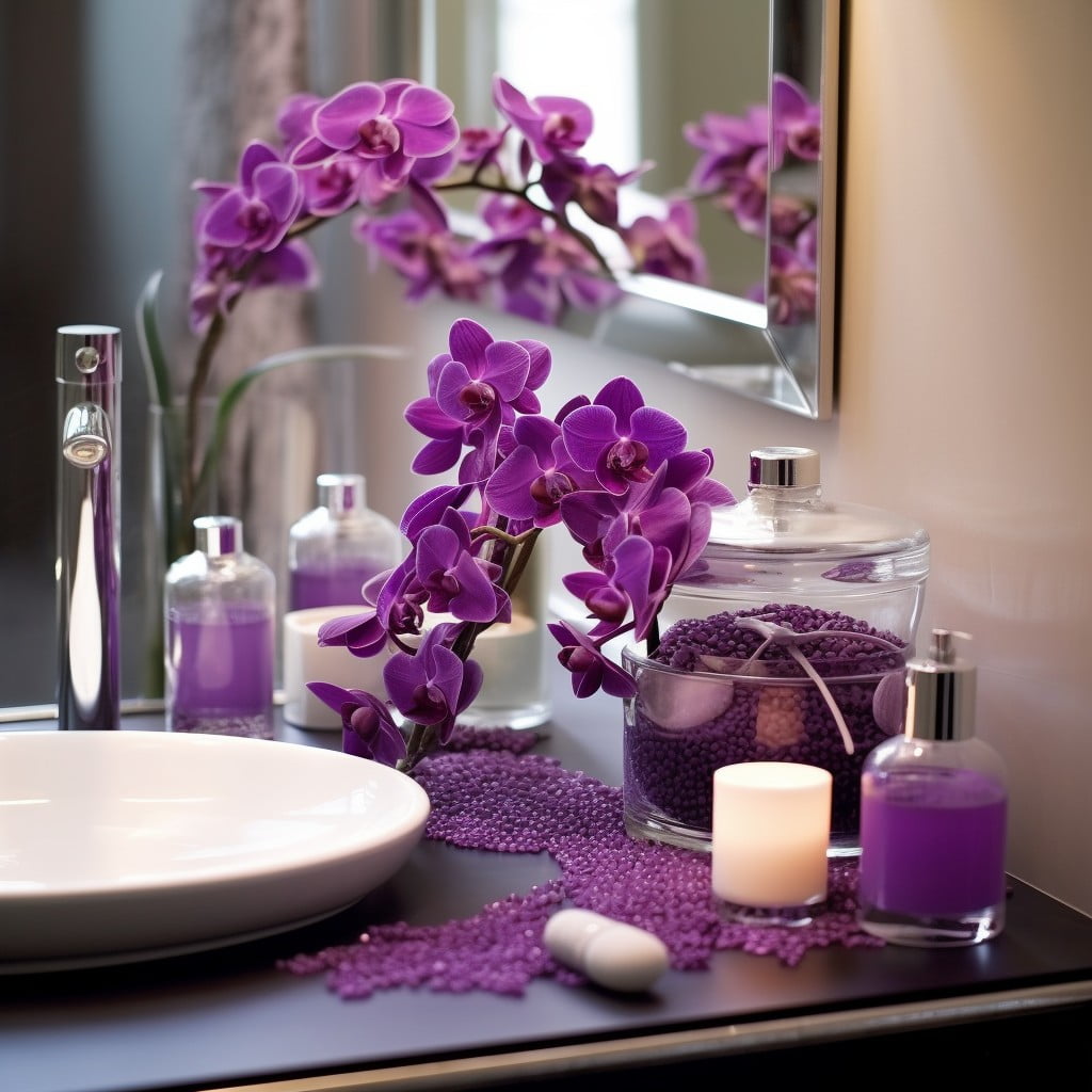 Orchid Accessories Purple Bathroom