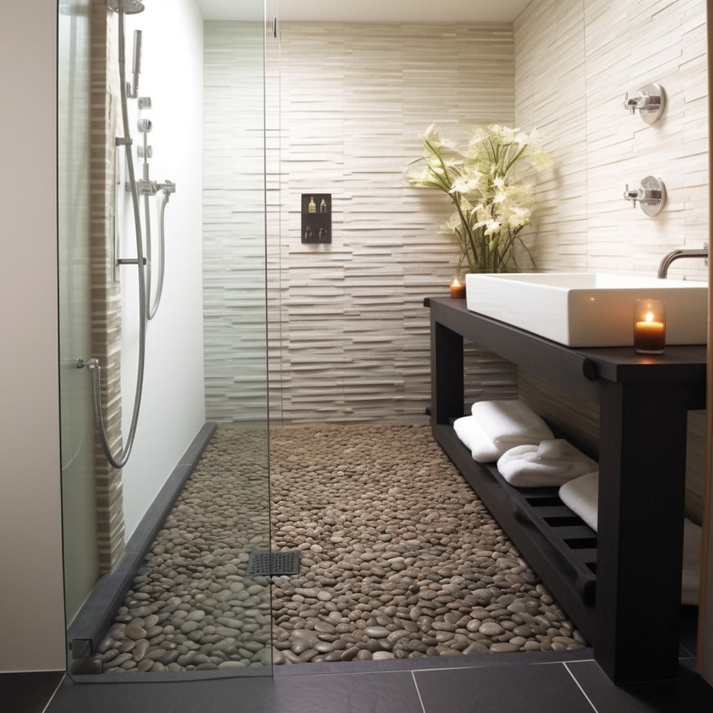 Pebble Floor Shower Zen Bathroom