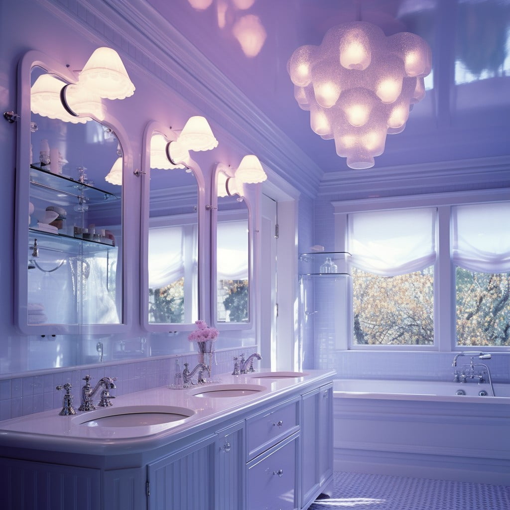 Periwinkle Lighting Fixtures Purple Bathroom