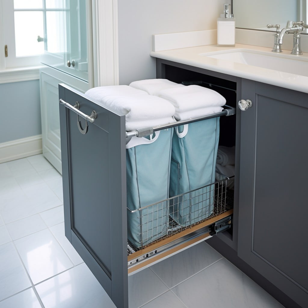 Pull-out Laundry Bin in Bathroom