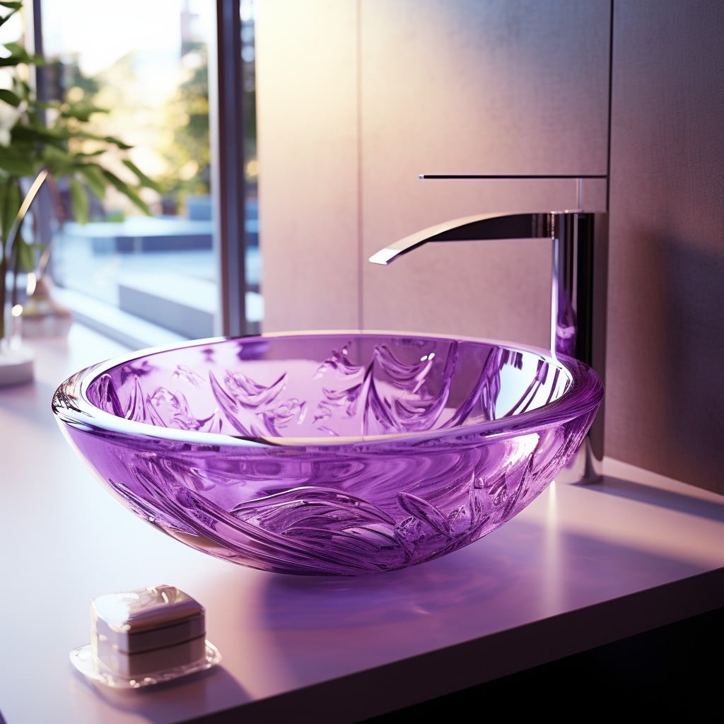 Purple Glass Sink Purple Bathroom