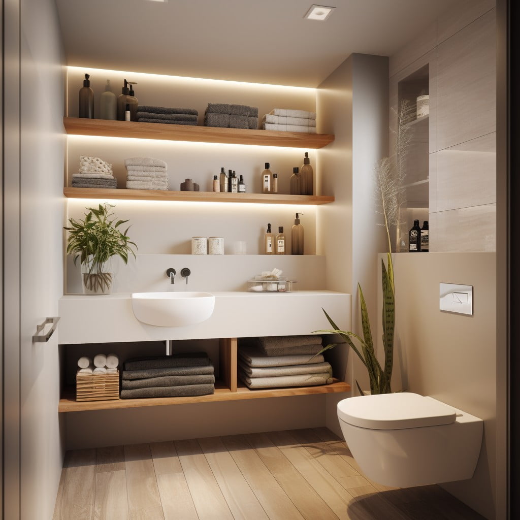 Recessed Shelving Modern Guest Bathroom