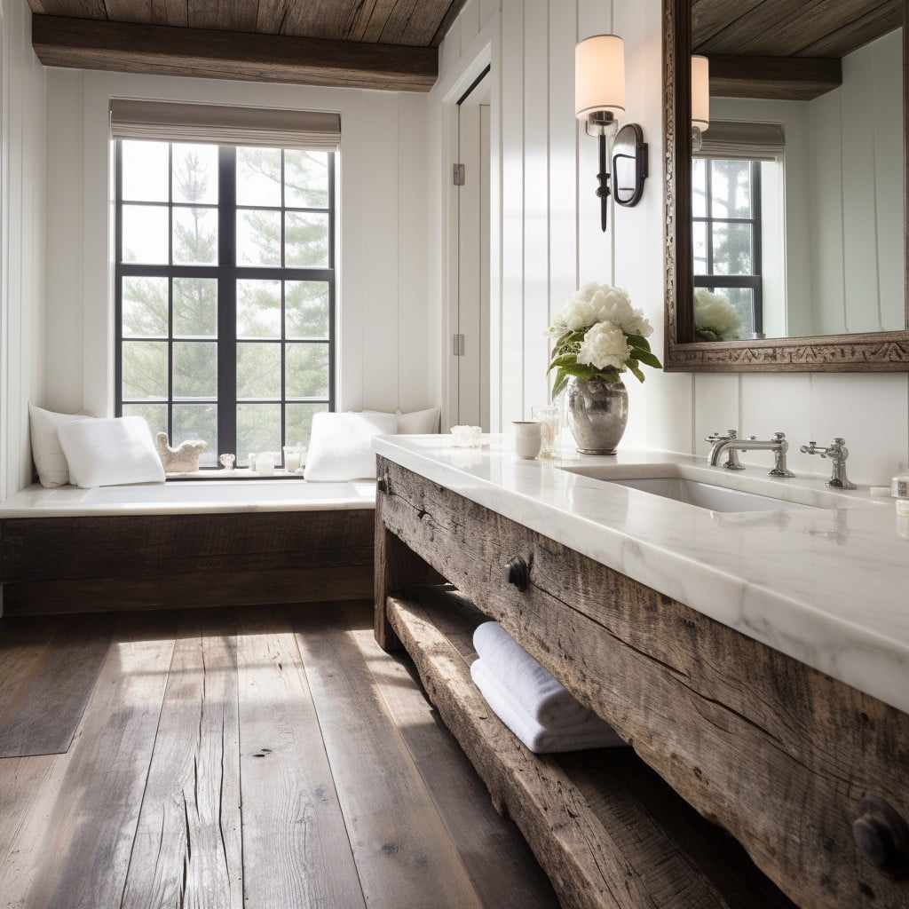 Rustic Wood Bathroom Baseboard