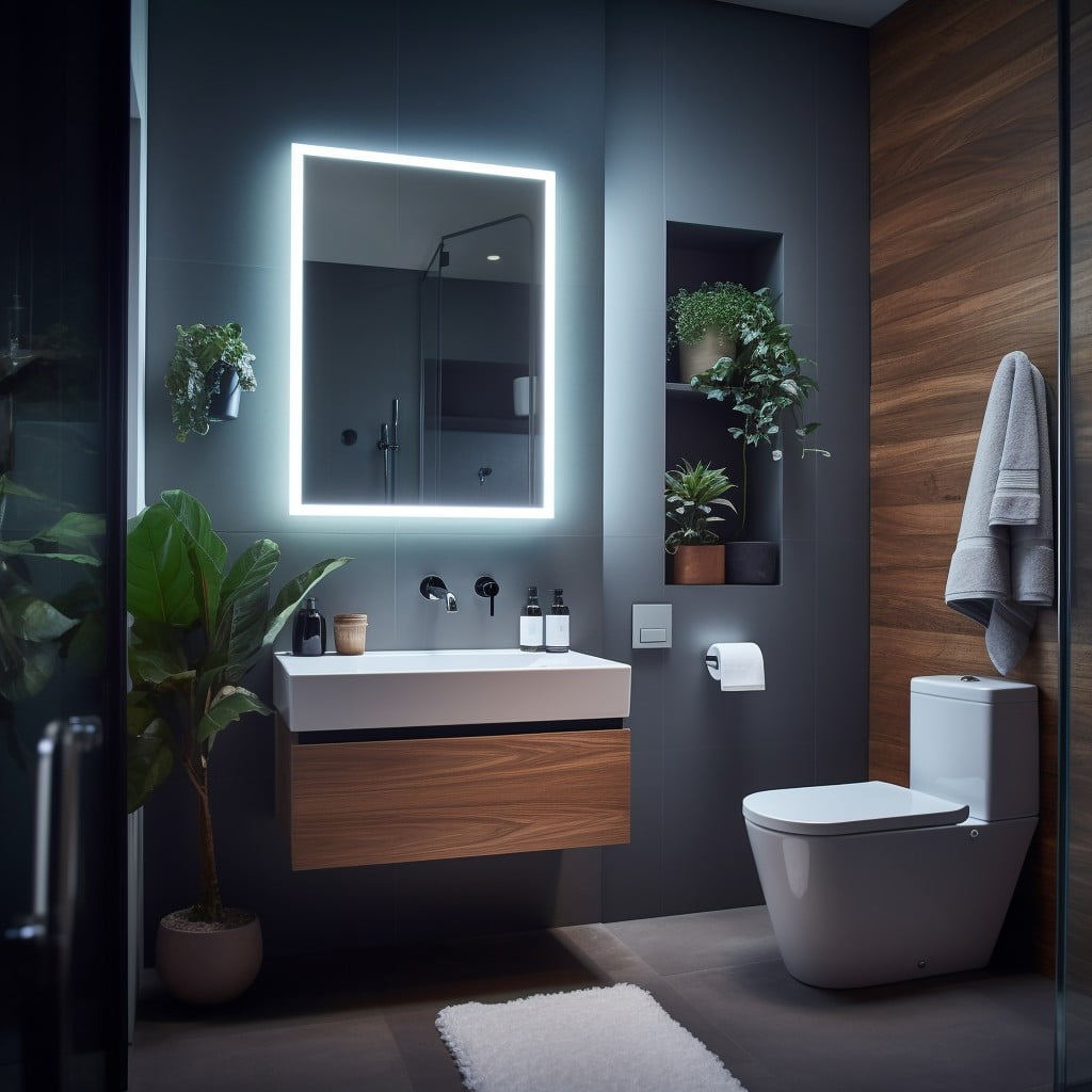 Sensor-activated Lights Modern Guest Bathroom