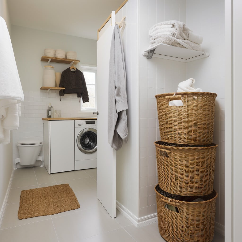 Separate Laundry Hamper Section in Bathroom
