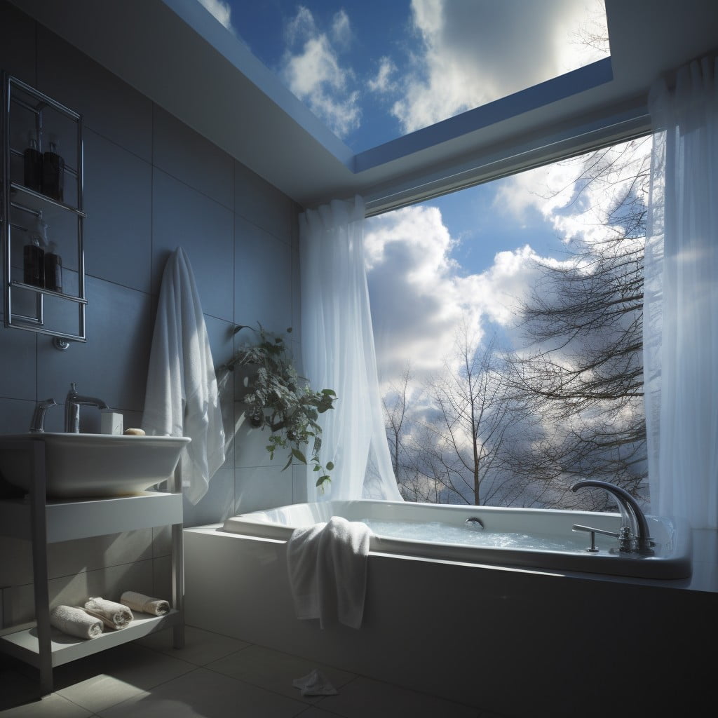 Skylight Curtains Moody Bathroom