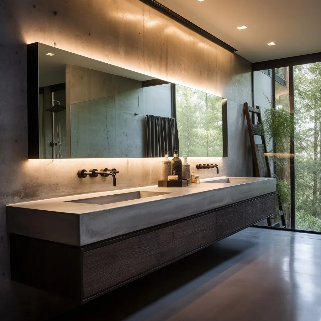 Sleek Concrete Design Dual Bathroom Vanity