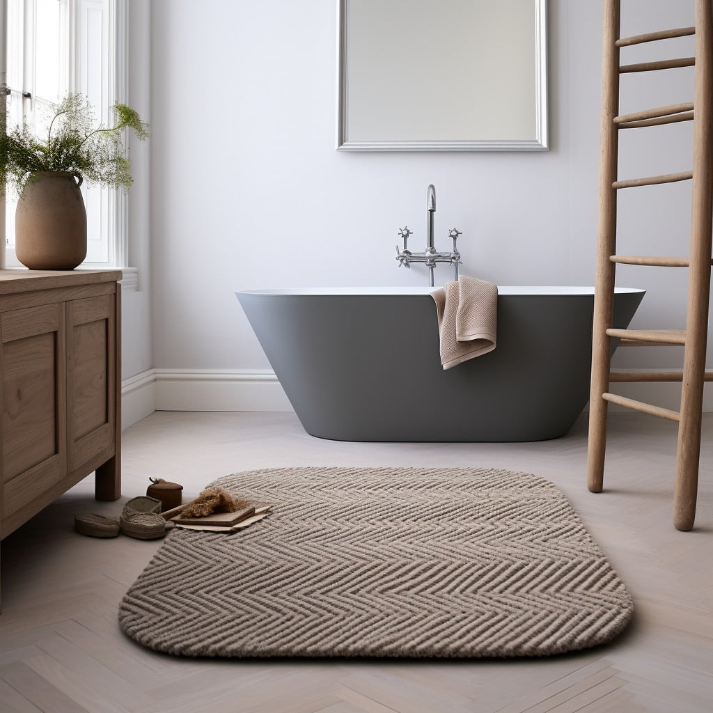 Small, Stylish Rug to Dampen Noise in Bathroom