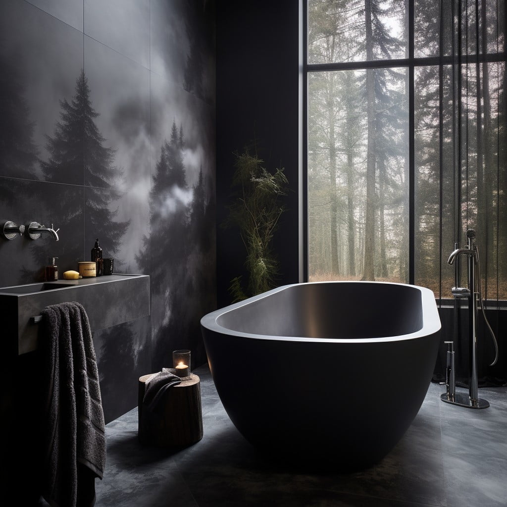 Smokey Wallpaper Black and Grey Bathroom
