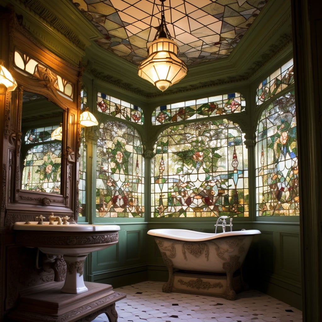 Stained Glass Windows Victorian Bathroom
