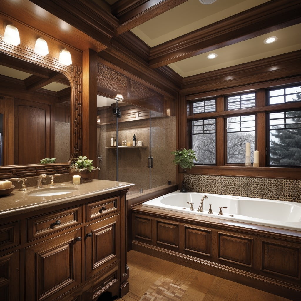 Stained Wood Accents Bathroom Molding