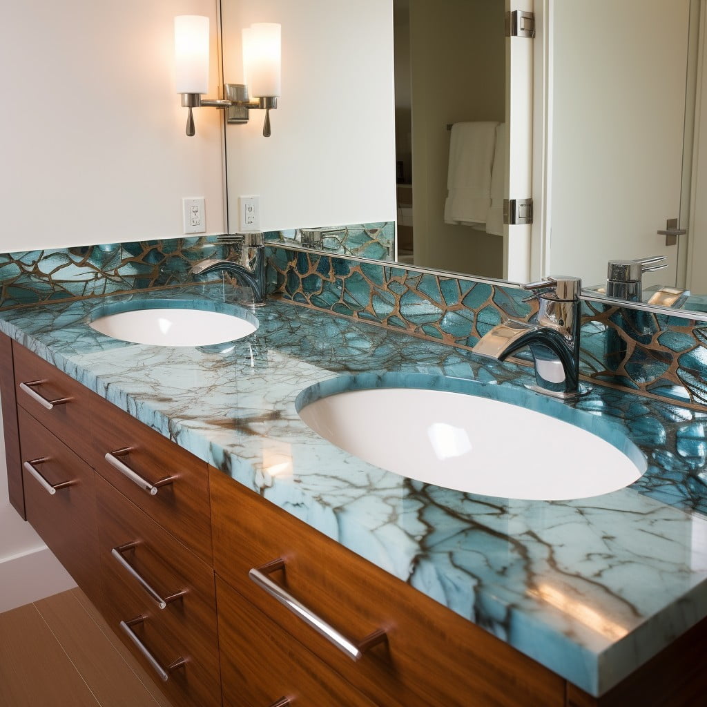 Statement Backsplash Dual Bathroom Vanity