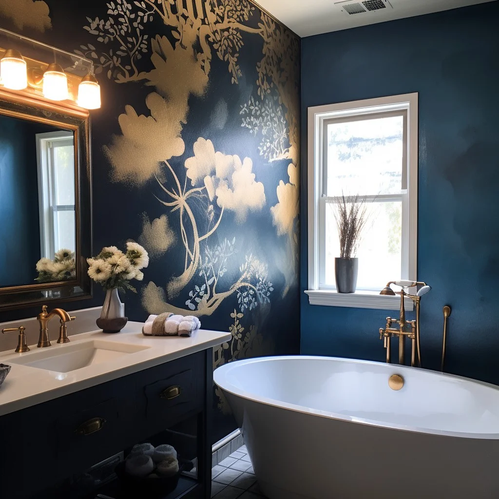 Stencil Designs Bathroom Accent Wall
