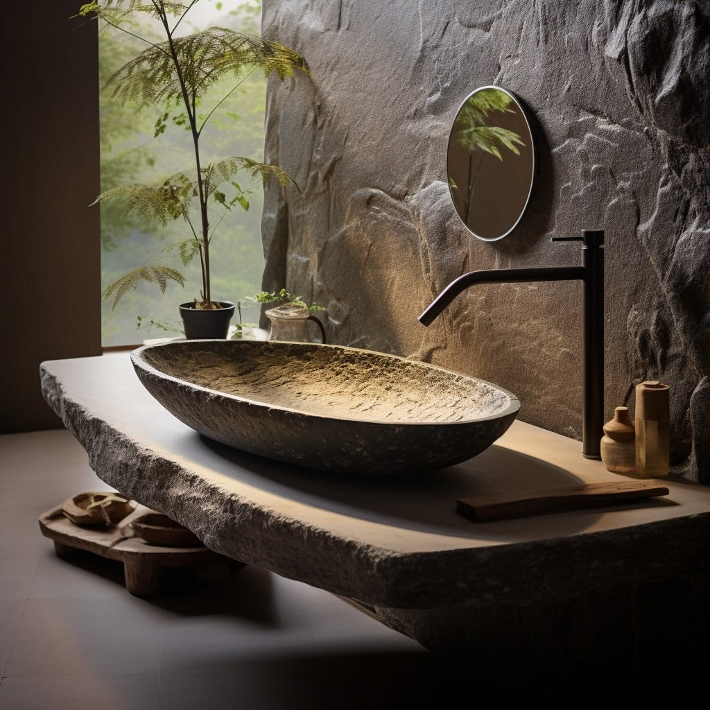 Stone Basin Sink Zen Bathroom
