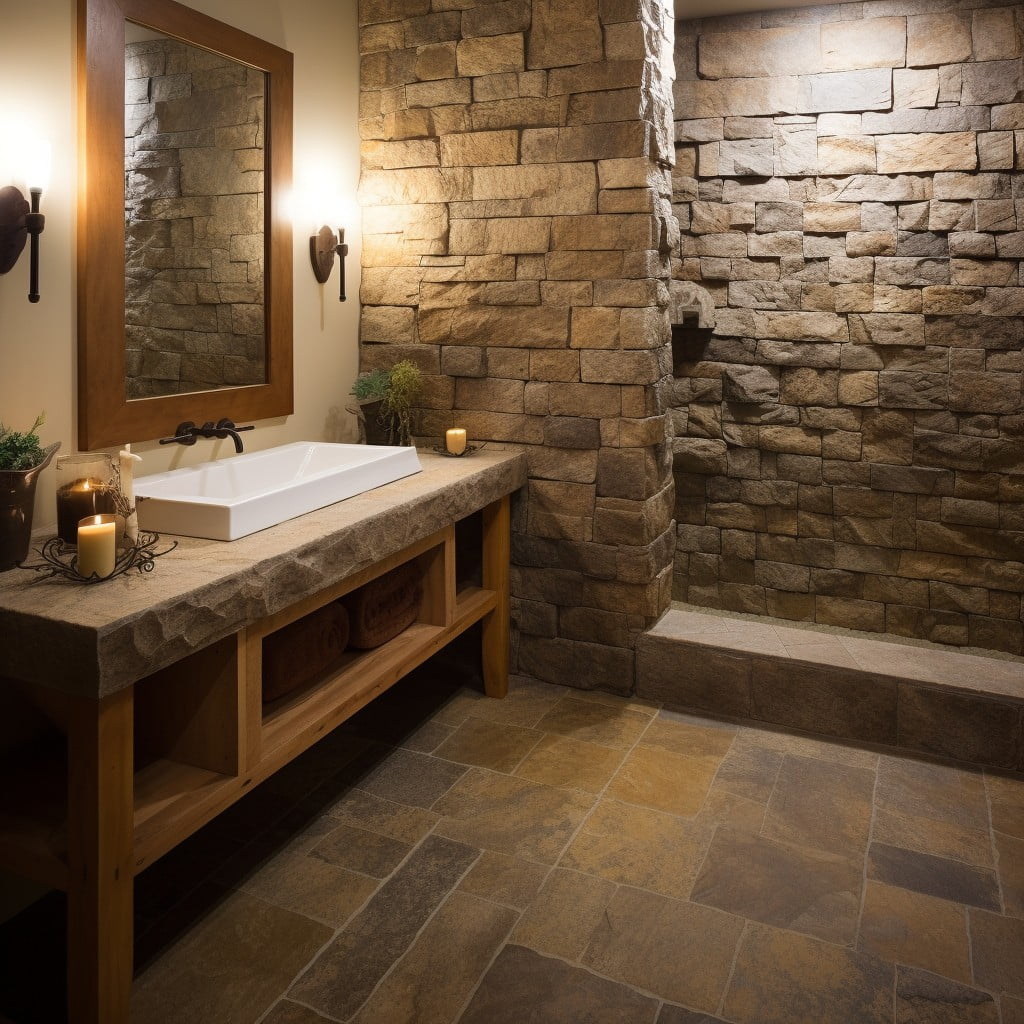 Stone Veneer Bathroom Baseboard