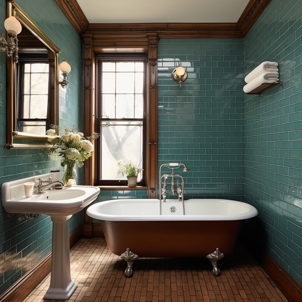 Subway Tile Walls Victorian Bathroom