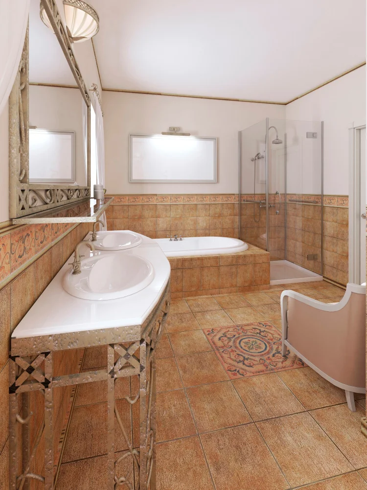 Terracotta Tile Flooring Bathroom
