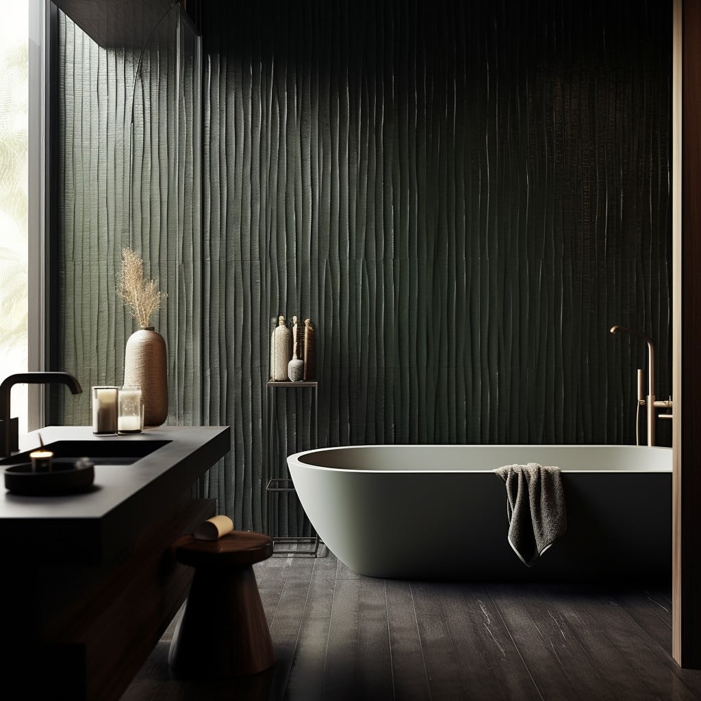 Textured Tiles Moody Bathroom