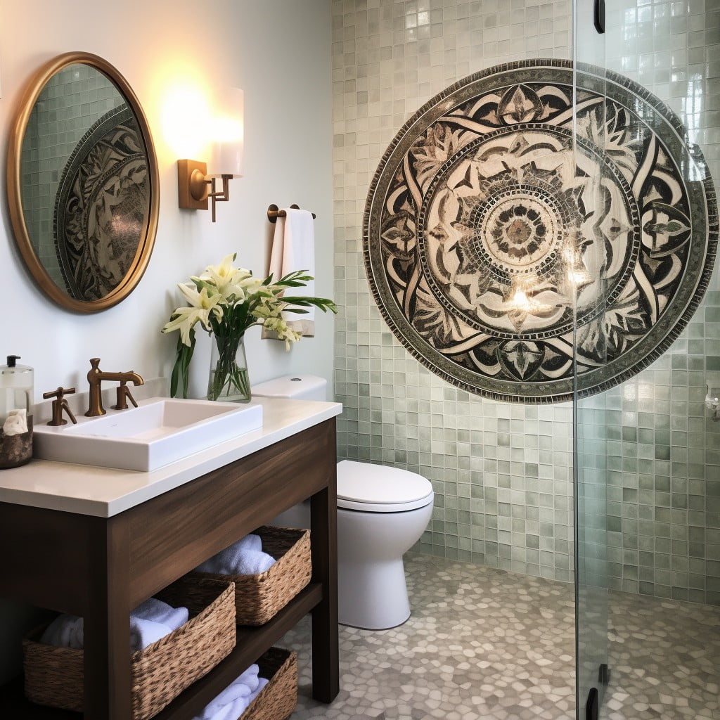 Tile Medallion Bathroom Accent Wall