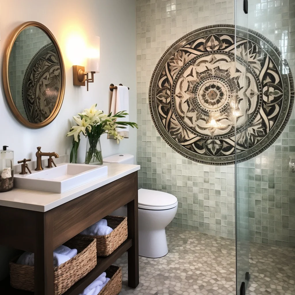 Tile Medallion Bathroom Accent Wall